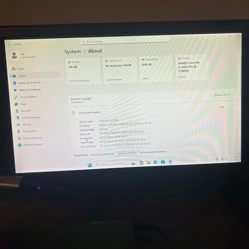 Lenovo ThinkCentre M73 Tiny i3-4150 3.50GHz 8GB RAM 128GB-No Charger | EDK-00035